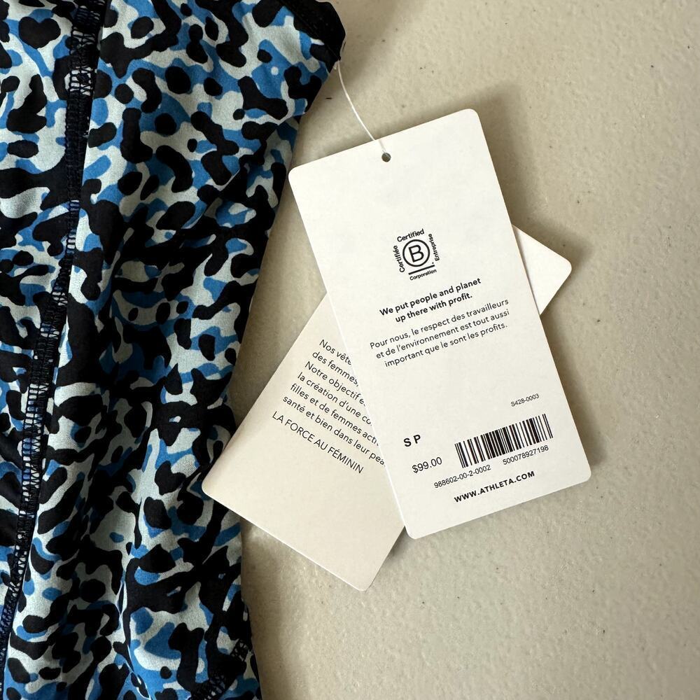 NWT Athleta Infinity Dress Women's Size Small Blue Leopard Built-in Shorts - Picture 5 of 6